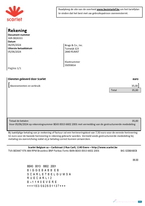 Download Belgium Scarlet business utility bill template in Word and PDF format Photoshop template
